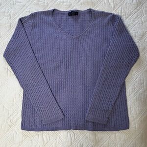 Karen Scott 100% Cotton Lavender Cable Knit Sweater Sz Large